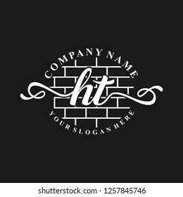 H T Initial handwriting logo vector