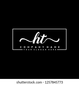 H T Initial handwriting logo vector