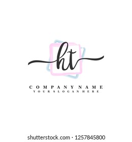 H T Initial handwriting logo vector