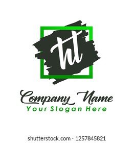H T Initial handwriting logo vector