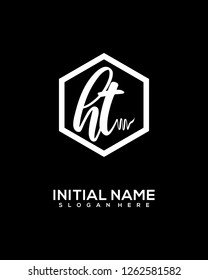 H T Initial Handwriting Logo Template Vector