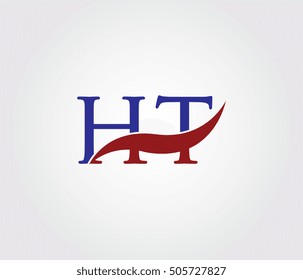 H and T Swoosh Initial Logo Vector