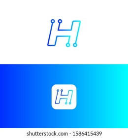 H tech letter logo design, H icon, 