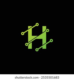 H tech logo design template, H tech logo, H technology vector