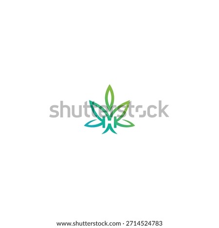 H technology leaf design illusion logo