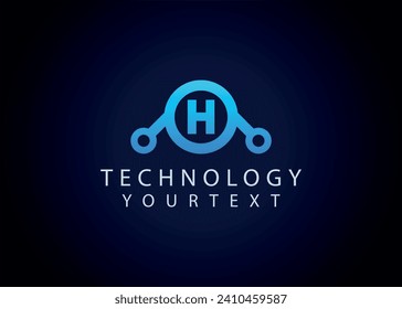 Diseño de logotipo de monograma de la carta de tecnología H