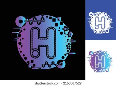 H technology logo, icon, t shirt, sticker design template