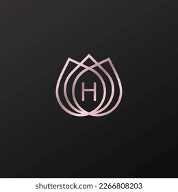 h tulip flower line luxury minimalist monoline logo design