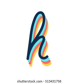 H type retro colors hand writing alphabets