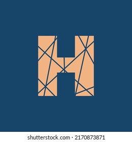 Logo del vector de texto de tipografía o diseño de símbolos. Ilustración de textura de texto H. Diseño de lujo para camisetas, logotipo y elementos de diseño. Diseño vectorial de texto alfabético.
