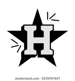 H Typography Y2K Logo Patch Apparel Fashion Vector Design K57, Commercial Use