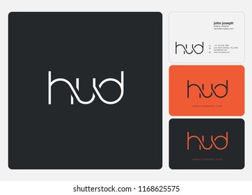 H U D Letters Joint logo icon and business card vector template.