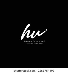 H, U, HU Initial letter handwriting and signature vector logo