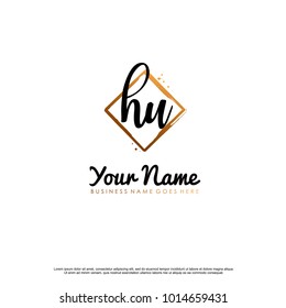 H U Initial abstract logo template vector