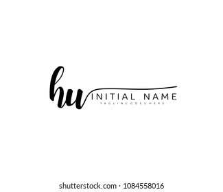 H U Initial handwriting logo vector. Hand lettering for designs.