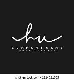 H U Initial handwriting logo vector