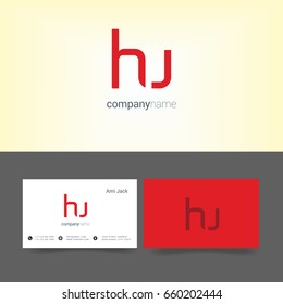 H U joint logo letter design with business card template
