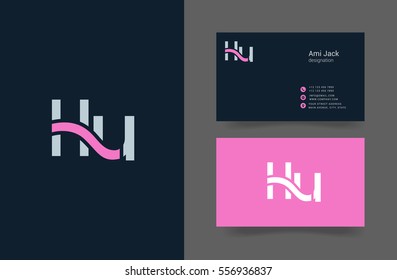 H & U Letter logo design vector element