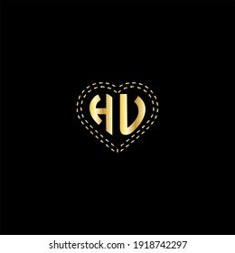 H U letter logo vector design on black color background. HU monogram