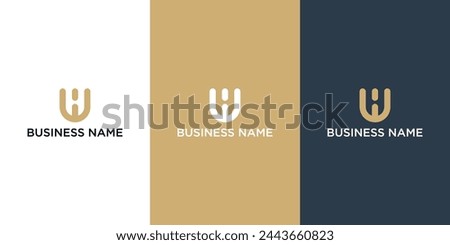 H U lettering design vector template