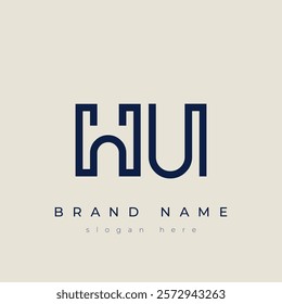 H and U logo design. HU abstract Letters Logo Monogram. This logo design is the process of creating a visual symbol that represents a brand, company, or individual.