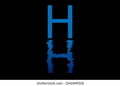 H uppercase letter with water reflection effect vector illustration. Wavy letter design for logo, emblem, label, card, company name, business or web page graphic element.