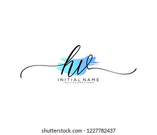 H V Initial handwriting logo vector