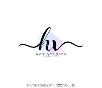 H V Initial handwriting logo vector