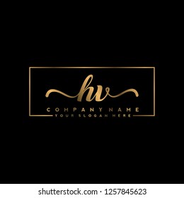 H V Initial Handwriting Logo Vector