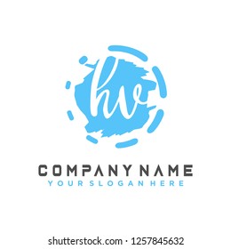 H V Initial handwriting logo vector