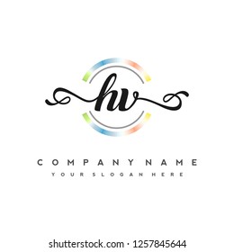 H V Initial handwriting logo vector