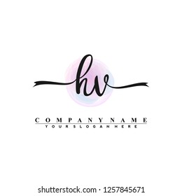H V Initial handwriting logo vector