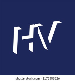 H V initial letter with negative space logo icon vector template