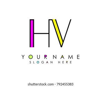 H & V initial minimalist logo template vector