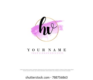 H V Initial water color logo template vector