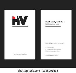 H V letters Joint logo icon with business card vector template.
