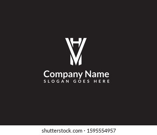 H and V text logo concept