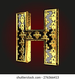 h vector black letter with gold