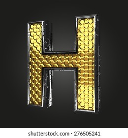 h vector golden and silver letter