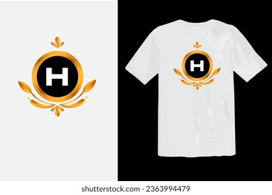 H vector golden t shirt design white 