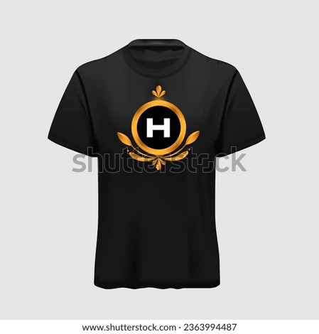 H vector golden t shirt design black