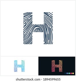 H Vector Letter base fingerprint logo for a modern world. Initial letter H illustration Icon Fingerprint Black and white and colorful Concept