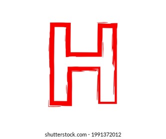 H vector letter horror bloody, scary. Insane Fear brutal, scream font. Wicked night theme style design