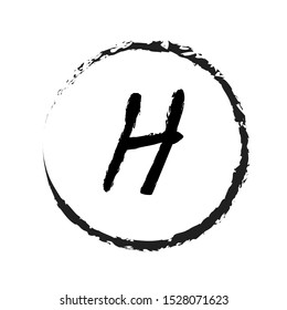 H vector logo black line vocabulary english 