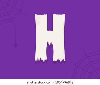 H vector number horror zombie, fairy ghost font