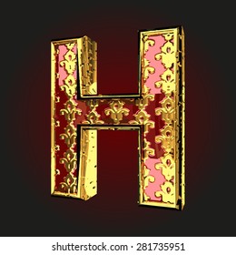 h vector red letter with gold