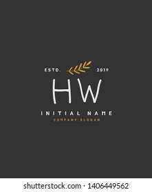 H W HW Beauty vector initial logo, handwriting logo of wedding, fashion, jewerly, heraldic, boutique, floral and botanical with creative template for any company or business.