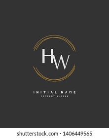 H W HW Beauty vector initial logo, handwriting logo of wedding, fashion, jewerly, heraldic, boutique, floral and botanical with creative template for any company or business.