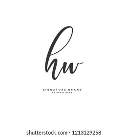 H W HW Initial letter handwriting and  signature logo concept design