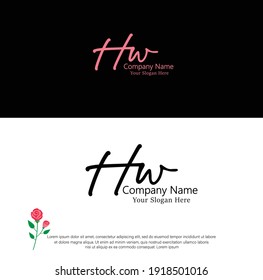 H W HW Initial letter handwriting and signature logo. Beauty vector initial logo .Fashion, boutique, floral and botanical